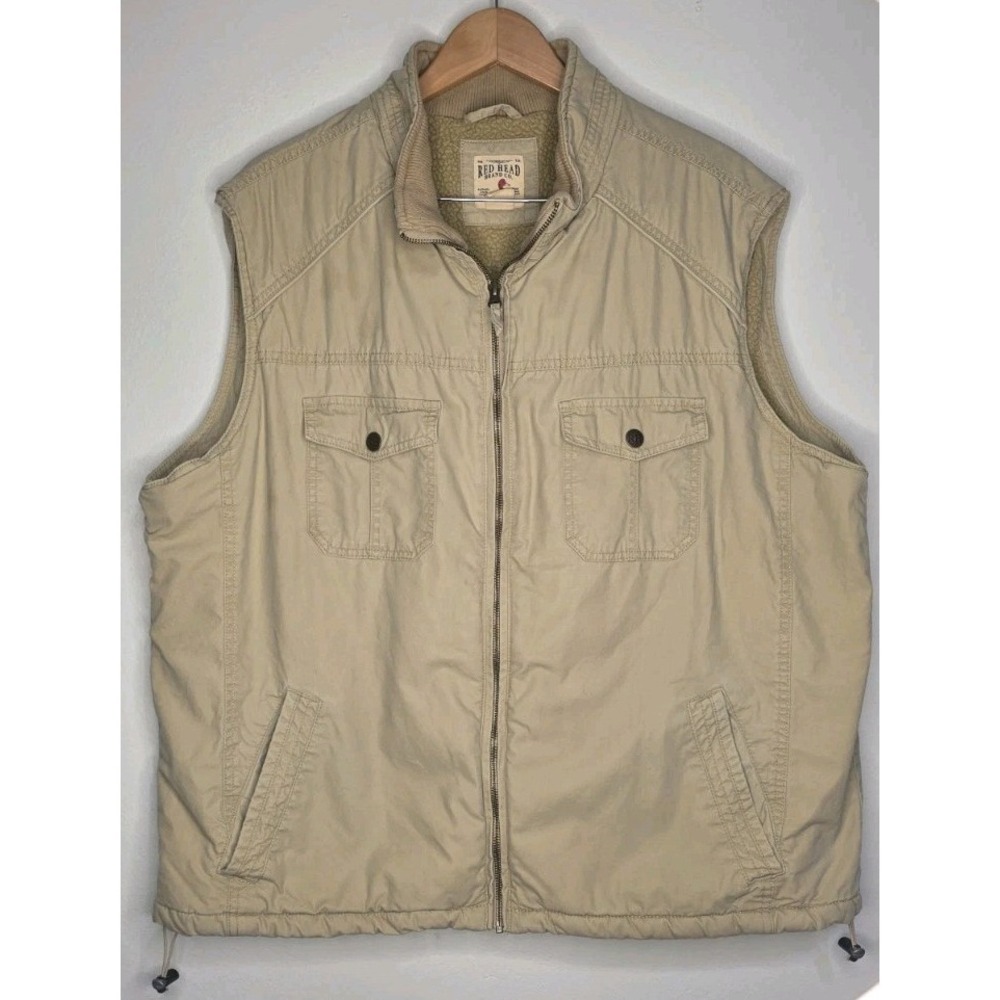 Red Head Workhorse‎ Hunt Vest 2XL Outdoor Brown Full Zip Quilted Sherpa Pockets